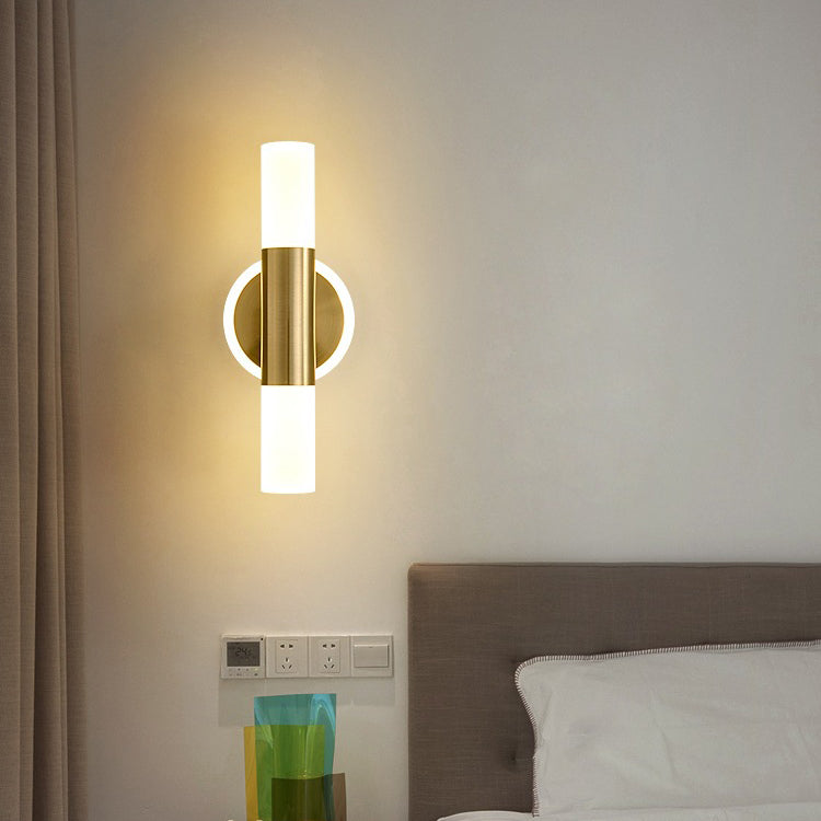 Modern Minimalist Acrylic & Iron Round Cylinder LED Wall Sconce Lamp For Bedroom & Living Room