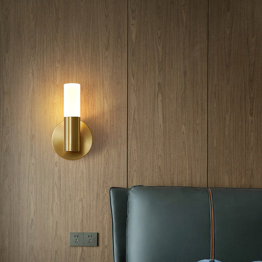 Modern Minimalist Acrylic & Iron Round Cylinder LED Wall Sconce Lamp For Bedroom & Living Room