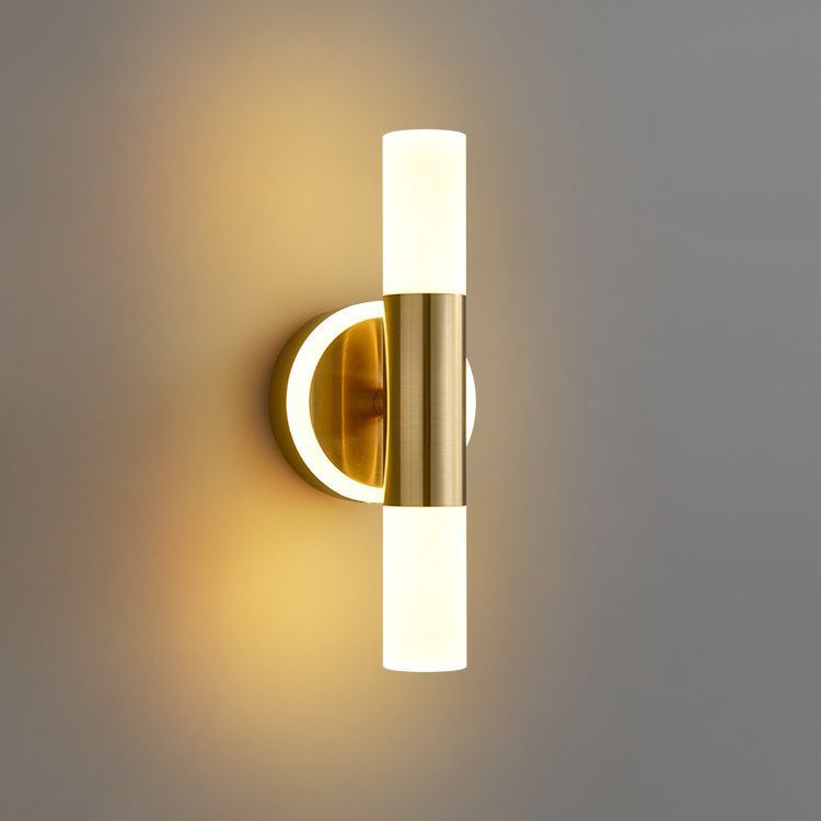Modern Minimalist Acrylic & Iron Round Cylinder LED Wall Sconce Lamp For Bedroom & Living Room