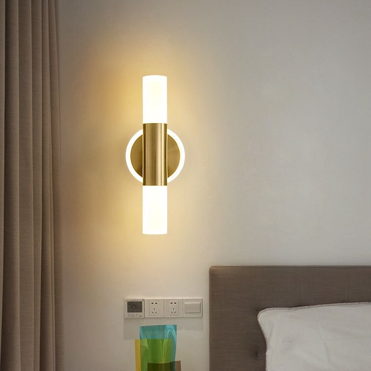 Modern Minimalist Acrylic & Iron Round Cylinder LED Wall Sconce Lamp For Bedroom & Living Room