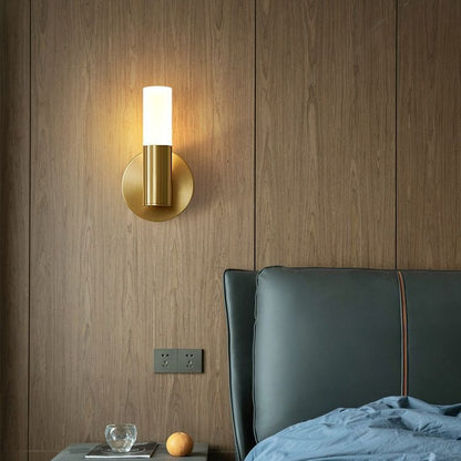 Modern Minimalist Acrylic & Iron Round Cylinder LED Wall Sconce Lamp For Bedroom & Living Room