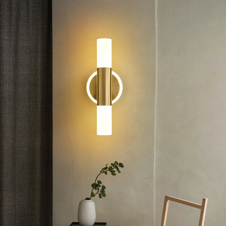 Modern Minimalist Acrylic & Iron Round Cylinder LED Wall Sconce Lamp For Bedroom & Living Room
