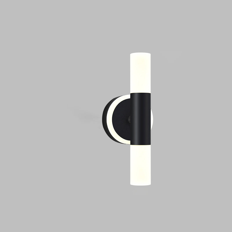 Modern Minimalist Acrylic & Iron Round Cylinder LED Wall Sconce Lamp For Bedroom & Living Room