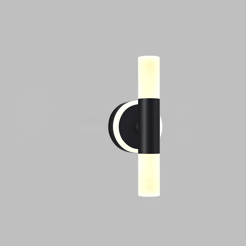 Modern Minimalist Acrylic & Iron Round Cylinder LED Wall Sconce Lamp For Bedroom & Living Room