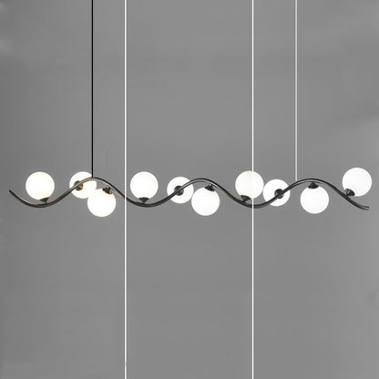 Contemporary Creative Glass Iron Curved Globe 8/10-Light Chandelier Island Light For Dining Room
