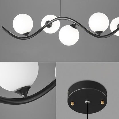 Contemporary Creative Glass Iron Curved Globe 8/10-Light Chandelier Island Light For Dining Room