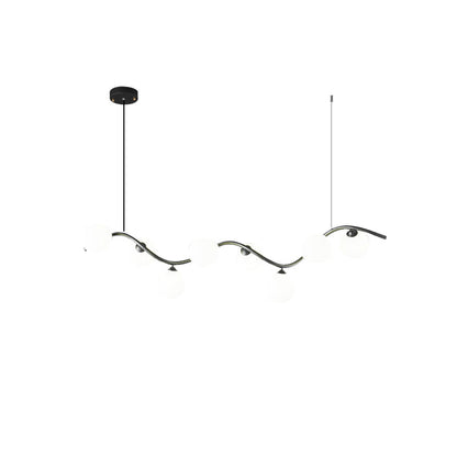 Contemporary Creative Glass Iron Curved Globe 8/10-Light Chandelier Island Light For Dining Room