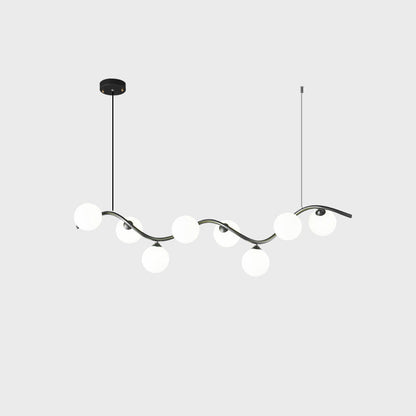 Contemporary Creative Glass Iron Curved Globe 8/10-Light Chandelier Island Light For Dining Room