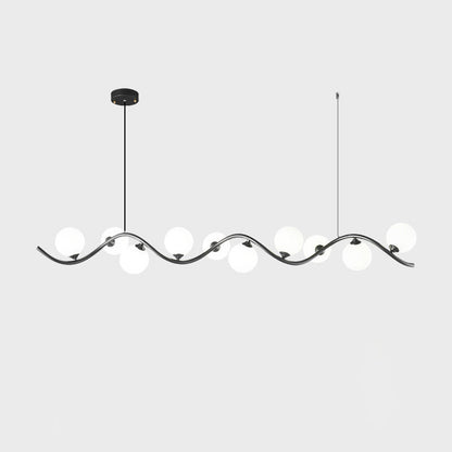 Contemporary Creative Glass Iron Curved Globe 8/10-Light Chandelier Island Light For Dining Room