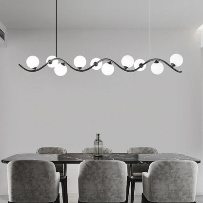 Contemporary Creative Glass Iron Curved Globe 8/10-Light Chandelier Island Light For Dining Room