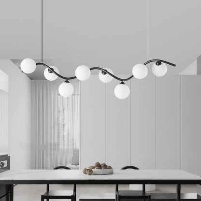 Contemporary Creative Glass Iron Curved Globe 8/10-Light Chandelier Island Light For Dining Room