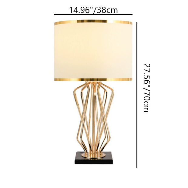 Contemporary Creative Fabric Metal Marble Curved Round 1-Light Table Lamp For Bedroom