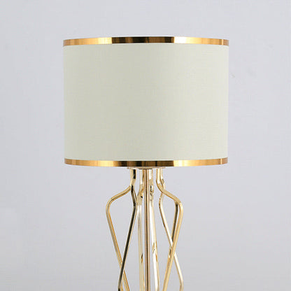 Contemporary Creative Fabric Metal Marble Curved Round 1-Light Table Lamp For Bedroom