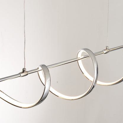 Contemporary Creative Aluminum PVC Curved Linear LED Chandelier Island Light For Dining Room