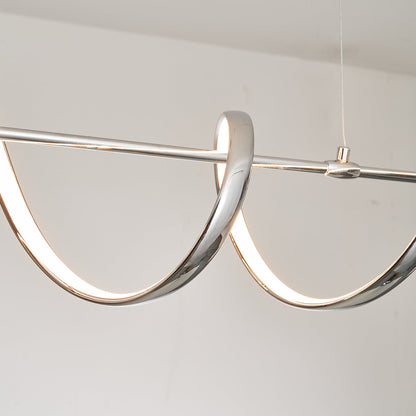 Contemporary Creative Aluminum PVC Curved Linear LED Chandelier Island Light For Dining Room