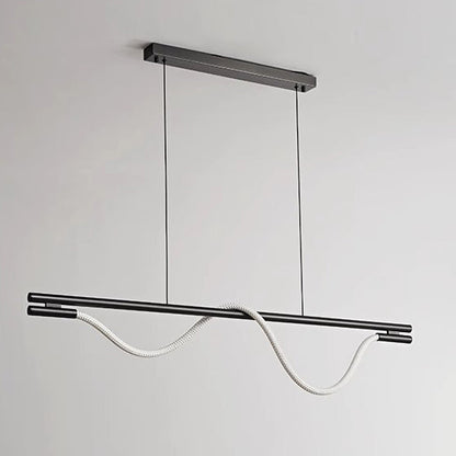 Contemporary Creative Braided Silicone Copper Curved Linear LED Chandelier Island Light For Dining Room