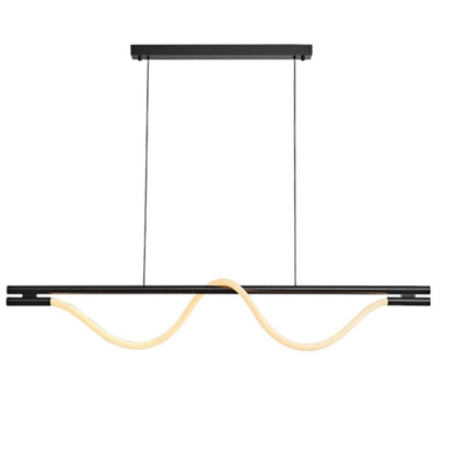 Contemporary Creative Braided Silicone Copper Curved Linear LED Chandelier Island Light For Dining Room