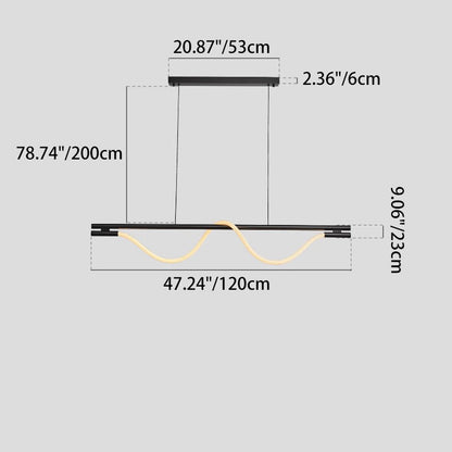 Contemporary Creative Braided Silicone Copper Curved Linear LED Chandelier Island Light For Dining Room