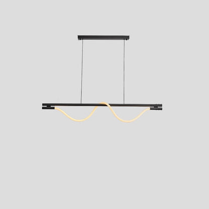 Contemporary Creative Braided Silicone Copper Curved Linear LED Chandelier Island Light For Dining Room