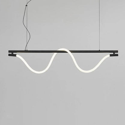 Contemporary Creative Braided Silicone Copper Curved Linear LED Chandelier Island Light For Dining Room