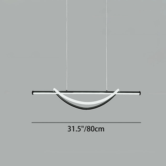 Contemporary Creative Silicone Aluminum Curved Linear LED Chandelier Island Light For Dining Room