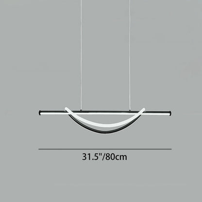 Contemporary Creative Silicone Aluminum Curved Linear LED Chandelier Island Light For Dining Room
