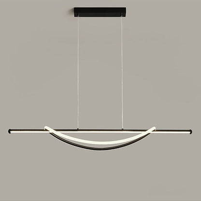 Contemporary Creative Silicone Aluminum Curved Linear LED Chandelier Island Light For Dining Room