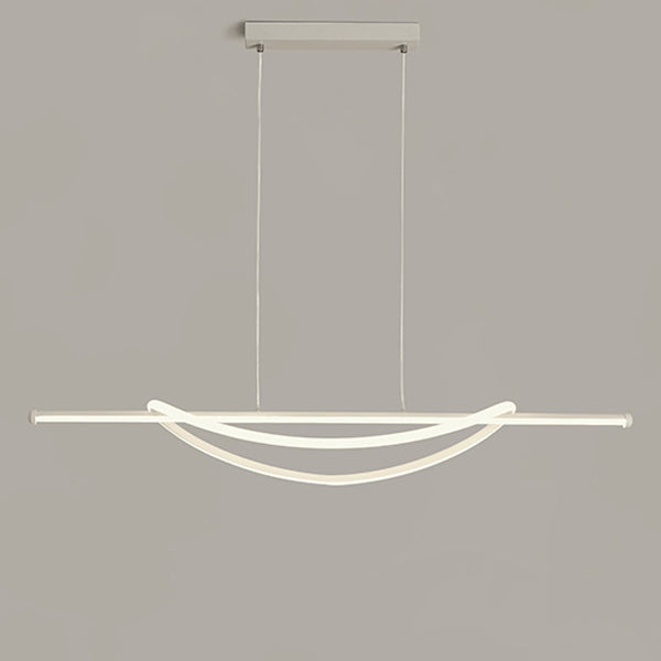 Contemporary Creative Silicone Aluminum Curved Linear LED Chandelier Island Light For Dining Room