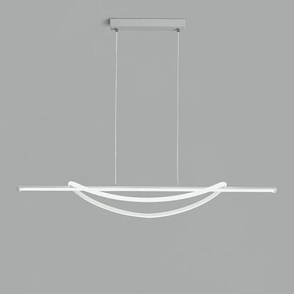 Contemporary Creative Silicone Aluminum Curved Linear LED Chandelier Island Light For Dining Room