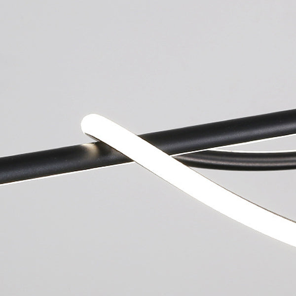 Contemporary Creative Silicone Aluminum Curved Linear LED Chandelier Island Light For Dining Room