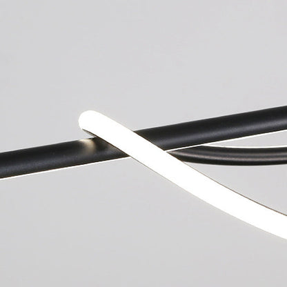 Contemporary Creative Silicone Aluminum Curved Linear LED Chandelier Island Light For Dining Room