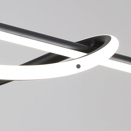 Contemporary Creative Silicone Aluminum Curved Linear LED Chandelier Island Light For Dining Room