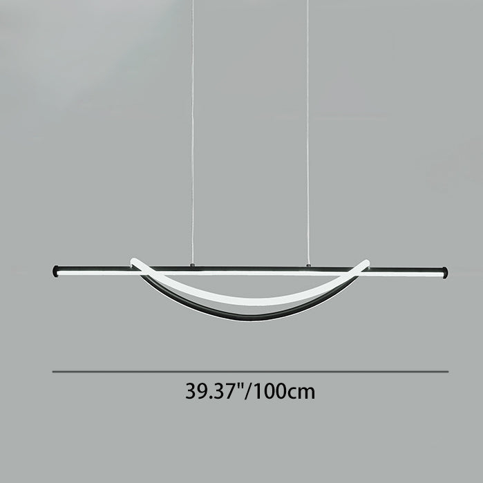 Contemporary Creative Silicone Aluminum Curved Linear LED Chandelier Island Light For Dining Room