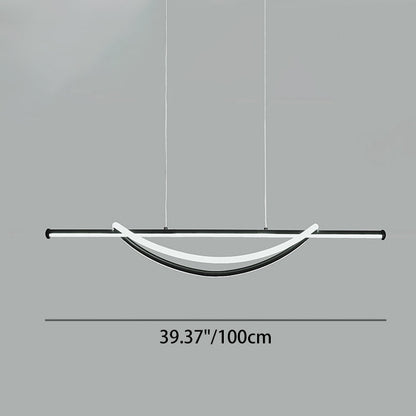 Contemporary Creative Silicone Aluminum Curved Linear LED Chandelier Island Light For Dining Room