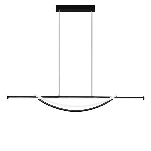 Contemporary Creative Silicone Aluminum Curved Linear LED Chandelier Island Light For Dining Room