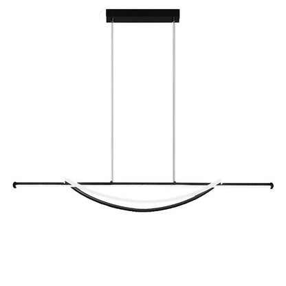 Contemporary Creative Silicone Aluminum Curved Linear LED Chandelier Island Light For Dining Room