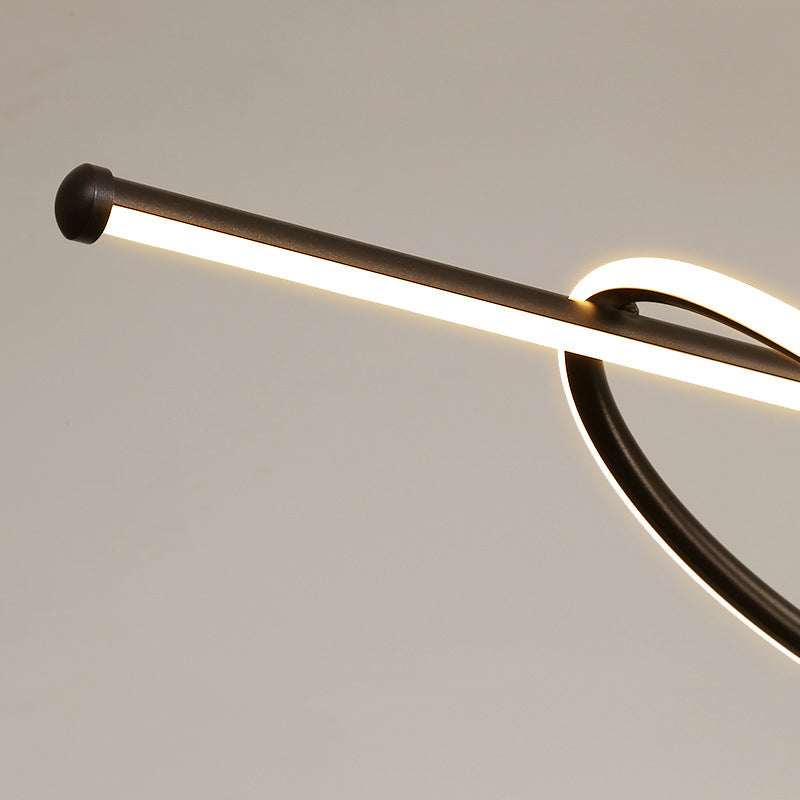 Contemporary Creative Silicone Aluminum Curved Linear LED Chandelier Island Light For Dining Room