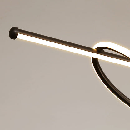 Contemporary Creative Silicone Aluminum Curved Linear LED Chandelier Island Light For Dining Room