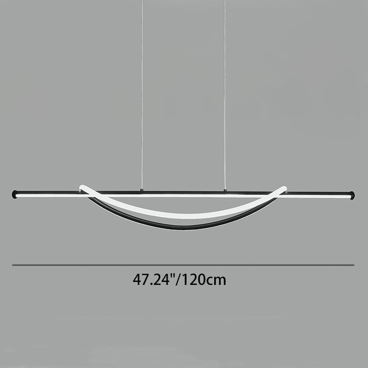 Contemporary Creative Silicone Aluminum Curved Linear LED Chandelier Island Light For Dining Room