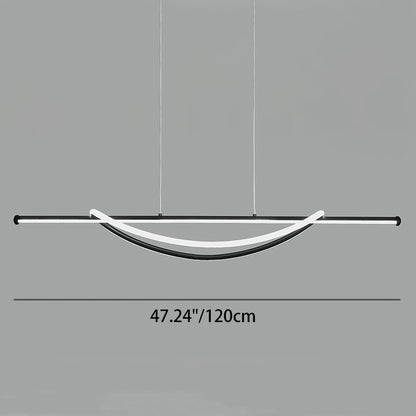 Contemporary Creative Silicone Aluminum Curved Linear LED Chandelier Island Light For Dining Room
