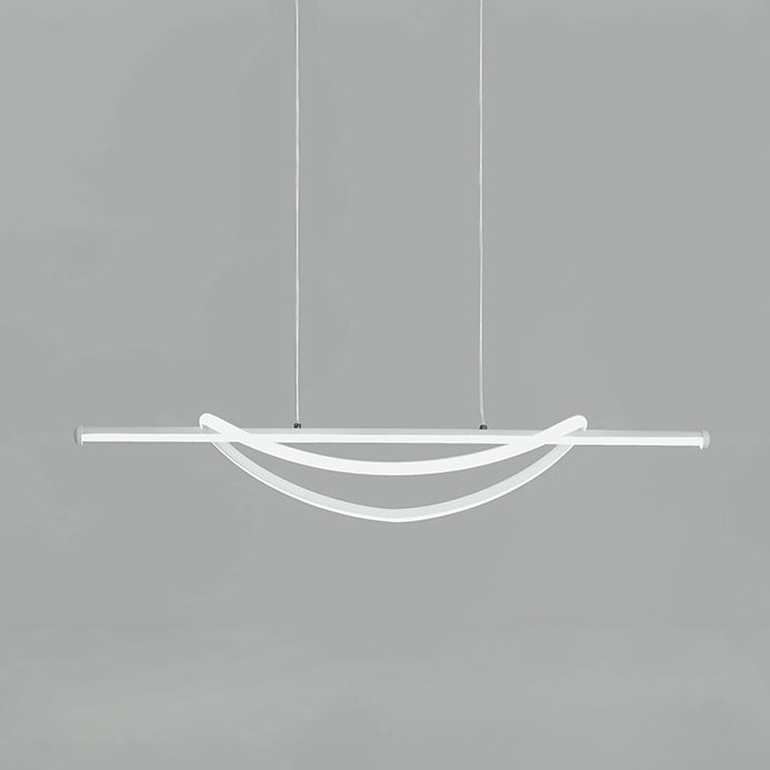 Contemporary Creative Silicone Aluminum Curved Linear LED Chandelier Island Light For Dining Room