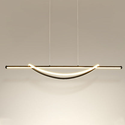 Contemporary Creative Silicone Aluminum Curved Linear LED Chandelier Island Light For Dining Room