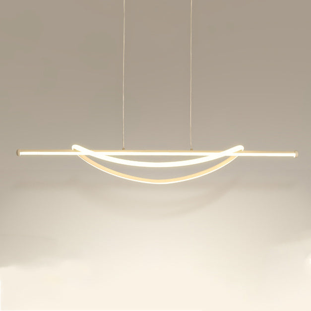 Contemporary Creative Silicone Aluminum Curved Linear LED Chandelier Island Light For Dining Room