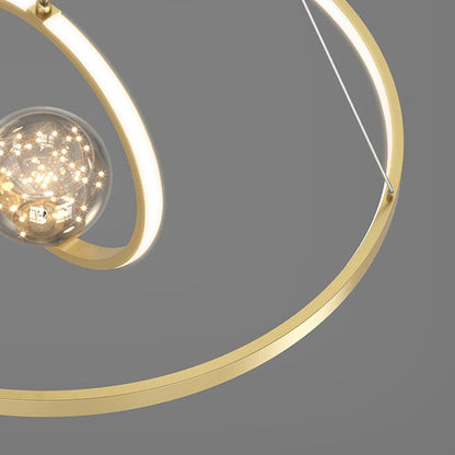 Contemporary Creative PC Iron Round Globe LED Chandelier For Living Room