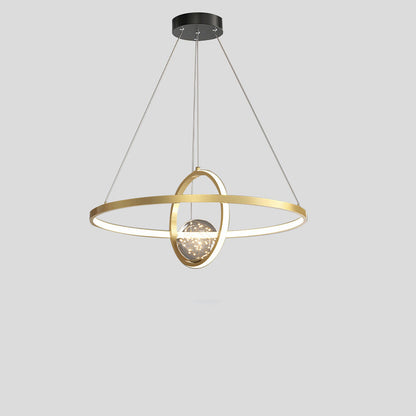 Contemporary Creative PC Iron Round Globe LED Chandelier For Living Room