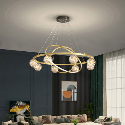 Contemporary Creative PC Iron Round Globe LED Chandelier For Living Room