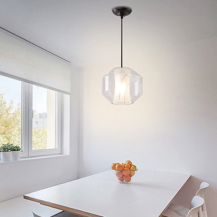 Contemporary Scandinavian Glass Faux Alabaster Iron Round Cylinder 1/3-Light Chandelier For Bedroom & Living Room