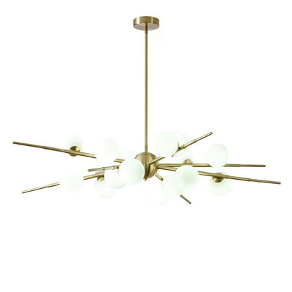 Contemporary Scandinavian Glass Metal Branch Globe Shape 12/16-Light Chandelier For Living Room
