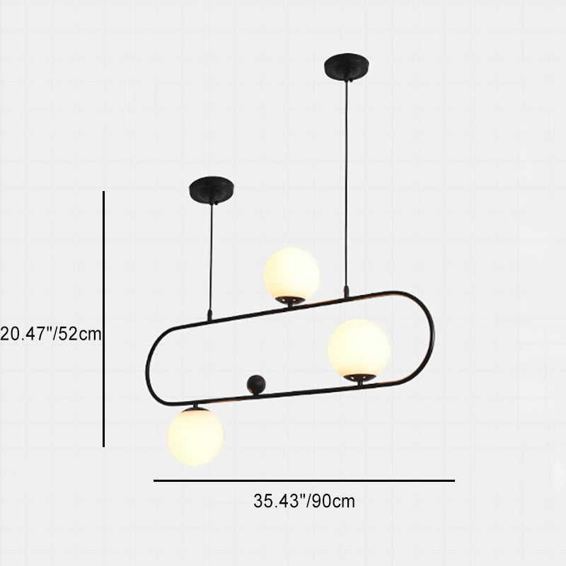 Modern Minimalist Glass Iron Oval Globe 3/4-Light Chandelier Island Light For Living Room