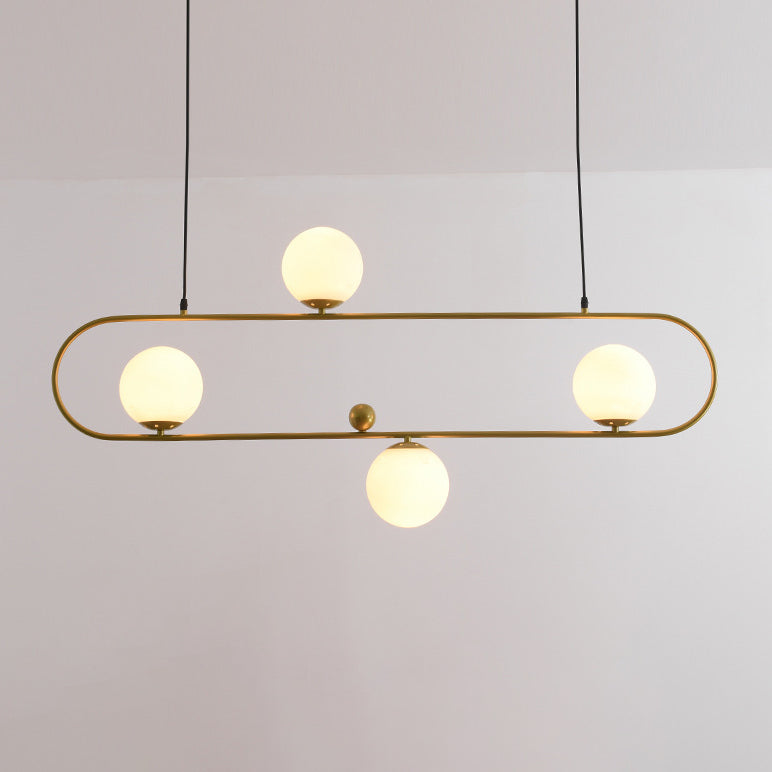 Modern Minimalist Glass Iron Oval Globe 3/4-Light Chandelier Island Light For Living Room